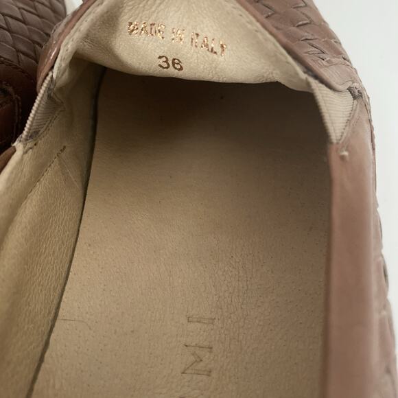 M. Gemi Cherchio Sneaker Saddle Brown Woven Leather Slip On Flat Round Toe 36 - Picture 8 of 12